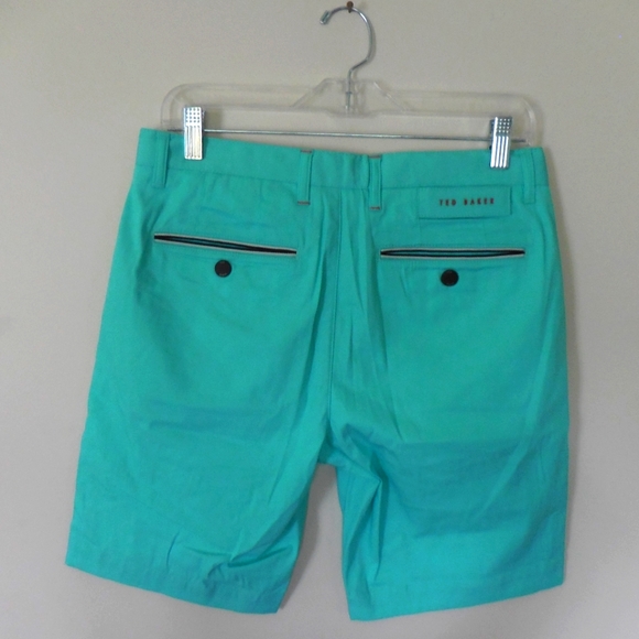 Nwt Ted Baker Men's Aqua Blue Cotton Blend Golf Shorts Size 30R - Picture 2 of 9